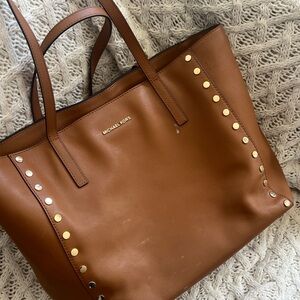 Michael Kors Brown Leather Studded Tote